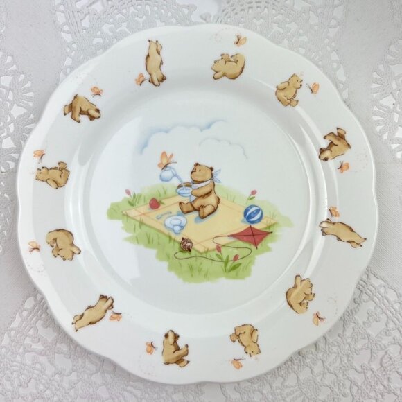 Noritake Busy Bear Childs Plate Bone China Picnic Bears 8" Springtime - Picture 3 of 9